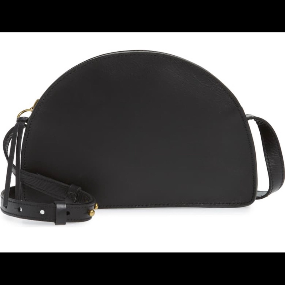 Black Madewell half moon leather crossbody